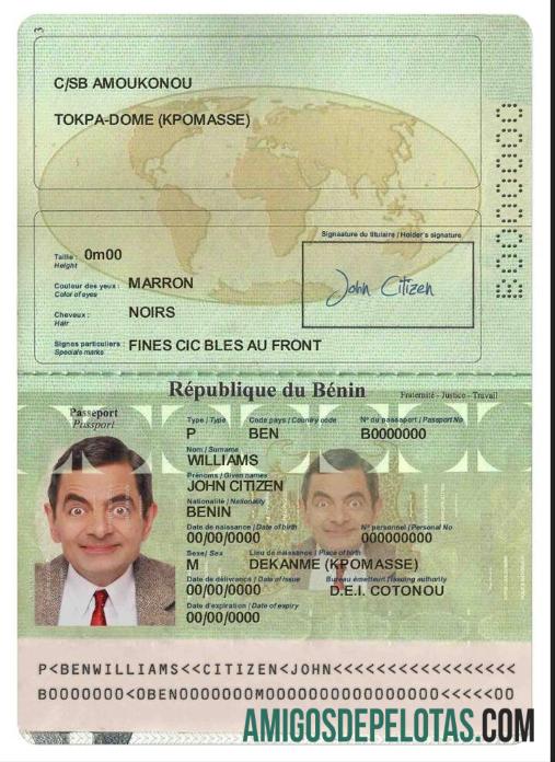 Passaporte do Benim baixar para verificação